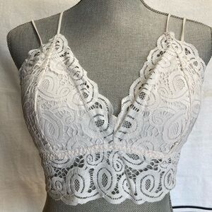 PINK Victoria's Secret White Lace Bralette with Adjustable Straps